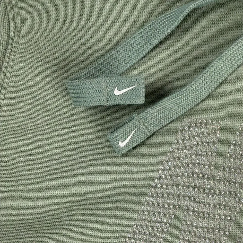 Nike Women's Sage Green Sparkle Logo Hoodie - M